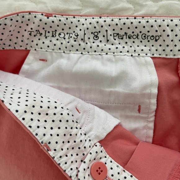 Talbots perfect slim legs pink crop pants size 8 - Picture 8 of 10